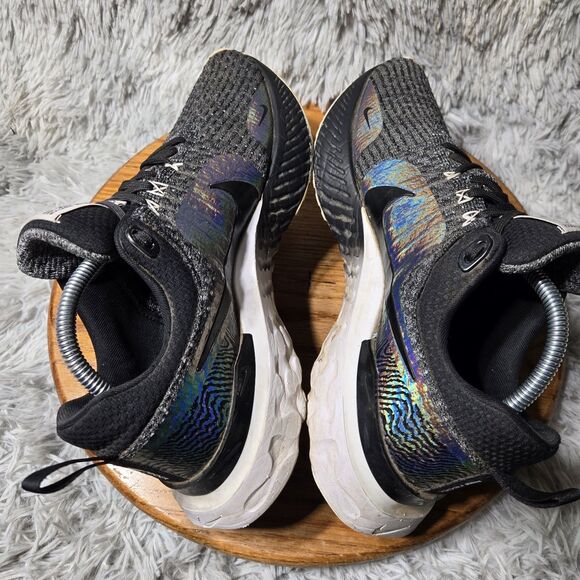 Nike React Infinity Run Flyknit 3 Womens 11 Premium Black Zebra Iridescent Shoes - Picture 5 of 11